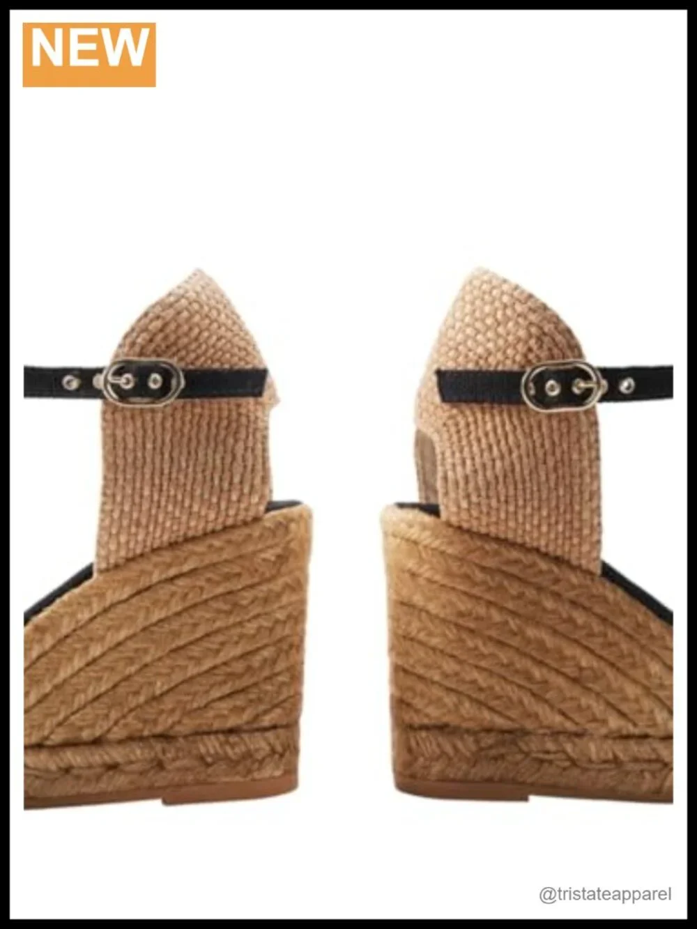 Wedge Espadrille Sandals Canvas Buckle Ankle Strap 3.5 Inch Heel